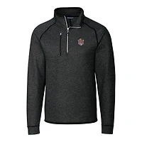 Veste pull demi-zippée en tricot pour homme Cutter & Buck Heather Charcoal des LSU Tigers