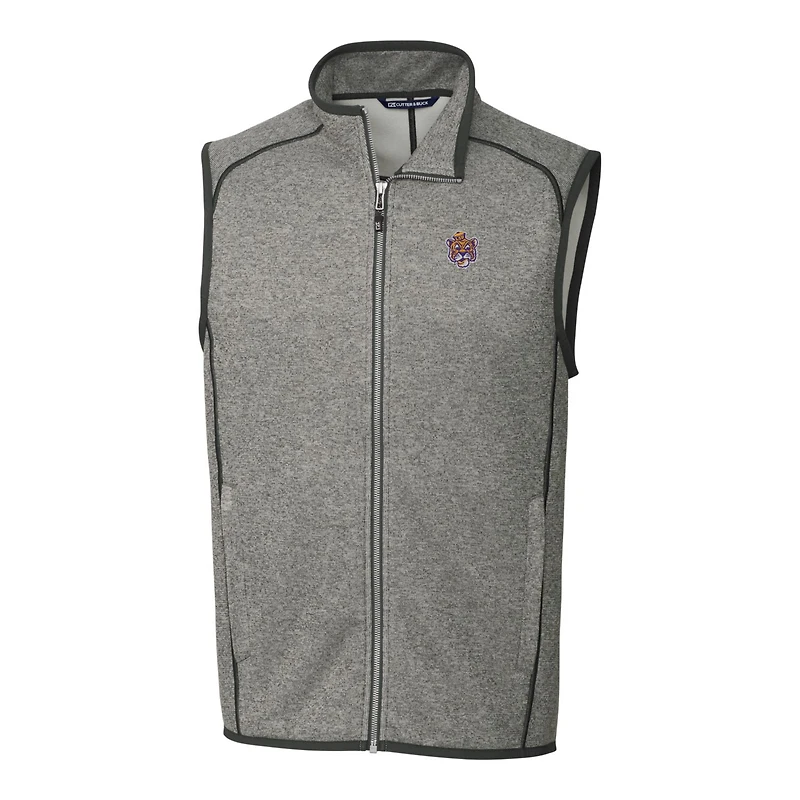 Gilet en tricot zippé pour homme, gris chiné, Cutter & Buck, LSU Tigers Mainsail