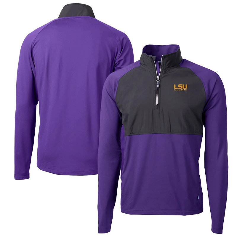 Men's Cutter & Buck  Purple LSU Tigers Alumni Logo Adapt Eco Knit Hybrid Recycled Quarter-Zip Pullover Top
