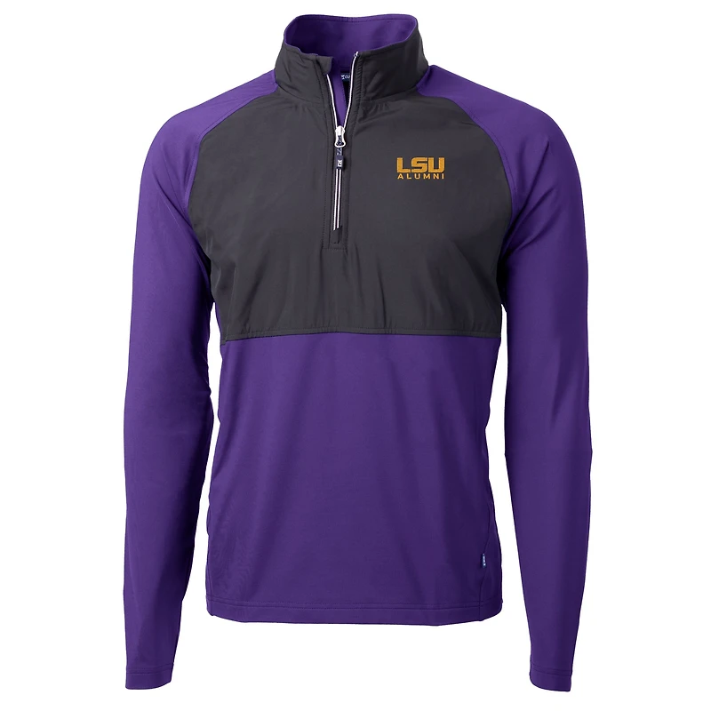 Pull-over violet à fermeture éclair quart de tour pour homme, en tricot hybride recyclé avec logo des anciens LSU Tigers, Cutter & Buck