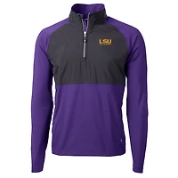 Pull-over violet à fermeture éclair quart de tour pour homme, en tricot hybride recyclé avec logo des anciens LSU Tigers, Cutter & Buck