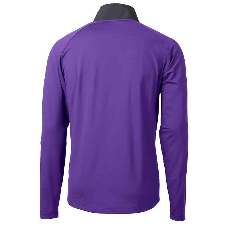 Men's Cutter & Buck  Purple LSU Tigers Alumni Logo Adapt Eco Knit Hybrid Recycled Quarter-Zip Pullover Top