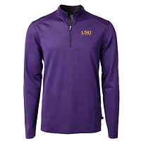 Men's Cutter & Buck  Purple LSU Tigers Alumni Logo DryTec Virtue Eco Pique Micro Stripe Recycled Quarter-Zip Pullover Top