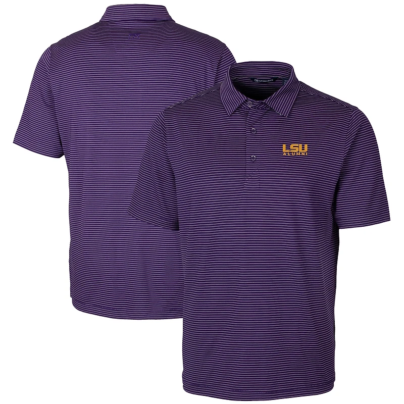 Men's Cutter & Buck  Purple LSU Tigers Alumni Logo Forge Pencil Stripe Stretch DryTec Polo