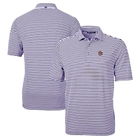Men's Cutter & Buck Purple LSU Tigers Big Tall Team Logo Virtue Eco Pique Stripe Recycled Polo