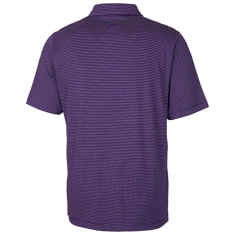 Men's Cutter & Buck Purple LSU Tigers Forge Pencil Stripe Stretch Polo