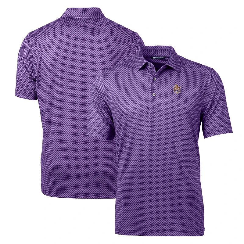 Men's Cutter & Buck Purple LSU Tigers Pike Banner Stretch Polo