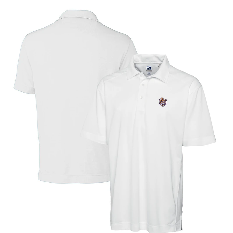 Men's Cutter & Buck White LSU Tigers DryTec Genre Textured Solid Polo