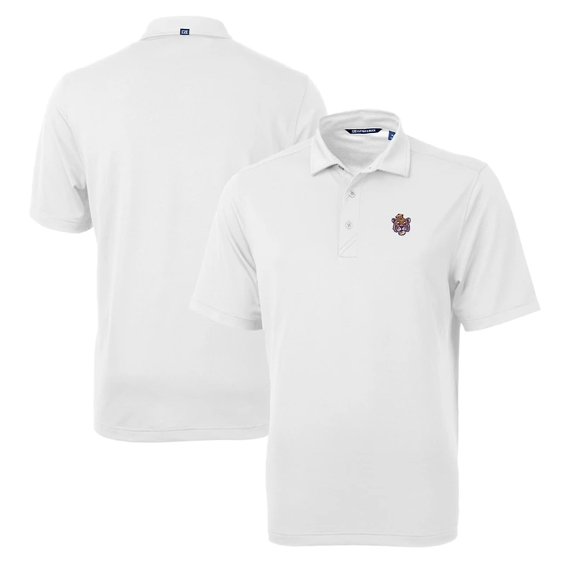 Men's Cutter & Buck White LSU Tigers Team Big Tall Virtue Eco Pique Recycled Polo