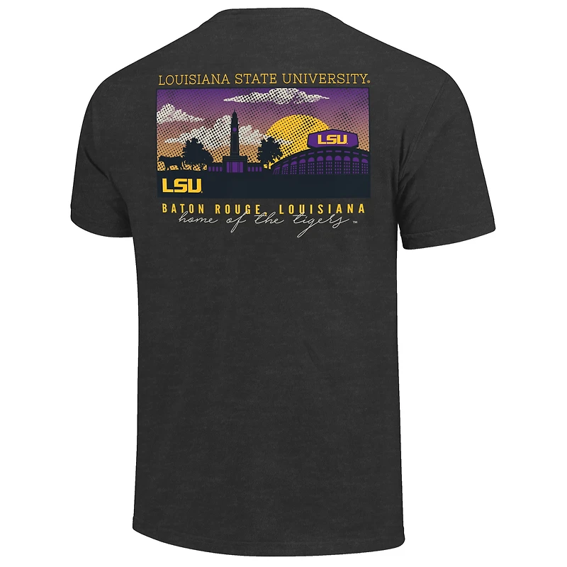T-shirt pour homme, couleur anthracite chiné, motif campus des Tigers de LSU, taille grande et