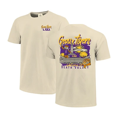 Men's Image One  Natural LSU Tigers Comfort Colors Hand-Drawn Campus Stack T-Shirt