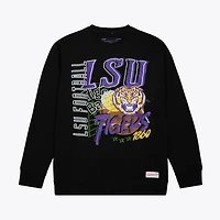 Men's Mitchell & Ness  Black LSU Tigers Half Time Fleece Crewneck Sweatshirt