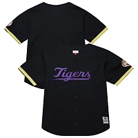 Men's Mitchell & Ness Black LSU Tigers On The Clock Full-Button Fashion Jersey