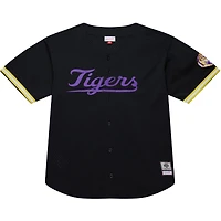 Men's Mitchell & Ness Black LSU Tigers On The Clock Full-Button Fashion Jersey