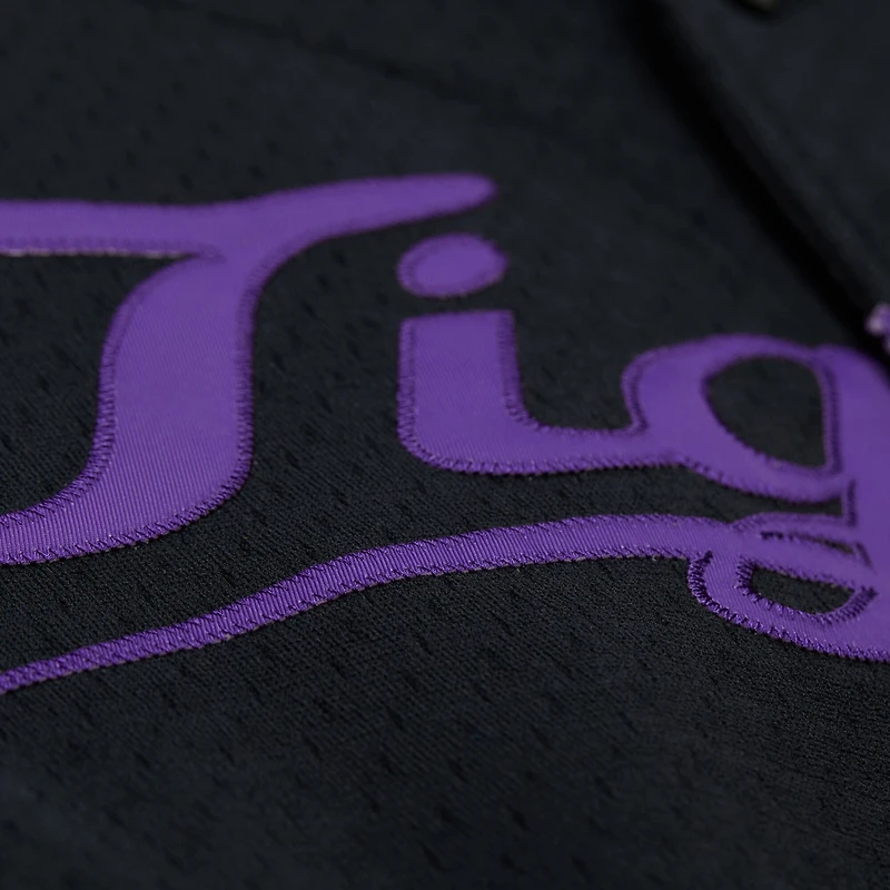 Men's Mitchell & Ness Black LSU Tigers On The Clock Full-Button Fashion Jersey