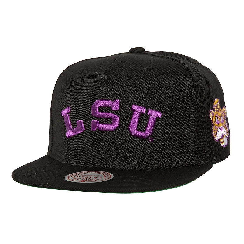 Men's Mitchell & Ness Black LSU Tigers Triple Play Snapback Hat
