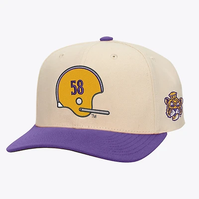 Casquette ajustable bicolore Pro Crown Mitchell & Ness crème/violet pour homme des LSU Tigers