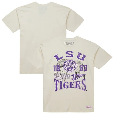T-shirt Mitchell & Ness crème Heritage Scholar pour homme des Tigers de LSU