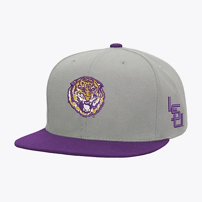 Men's Mitchell & Ness  Gray/Purple LSU Tigers Plaid OG Snapback Hat