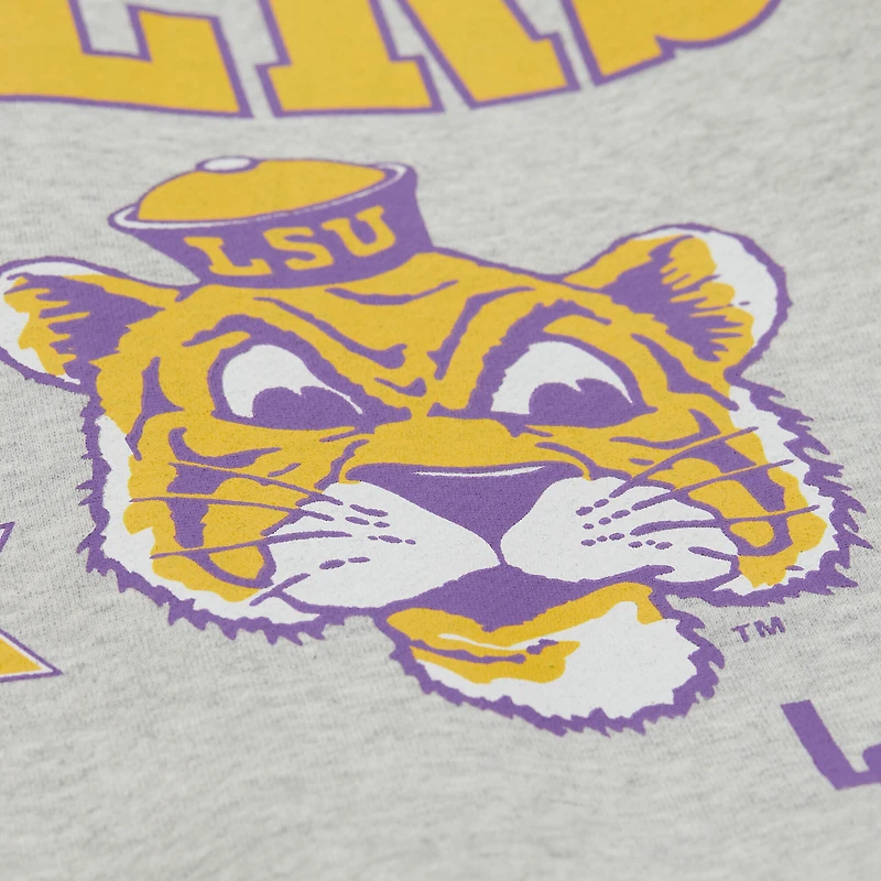 Men's Mitchell & Ness Heather Gray LSU Tigers All Over Print Sweatshirt