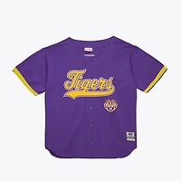 Men's Mitchell & Ness  Purple LSU Tigers Mesh Button-Up Batting Practice Baseball Jersey