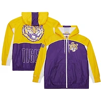 Coupe-vent entièrement zippé de qualité supérieure Big Shot des Tigers LSU Mitchell & Ness pour homme