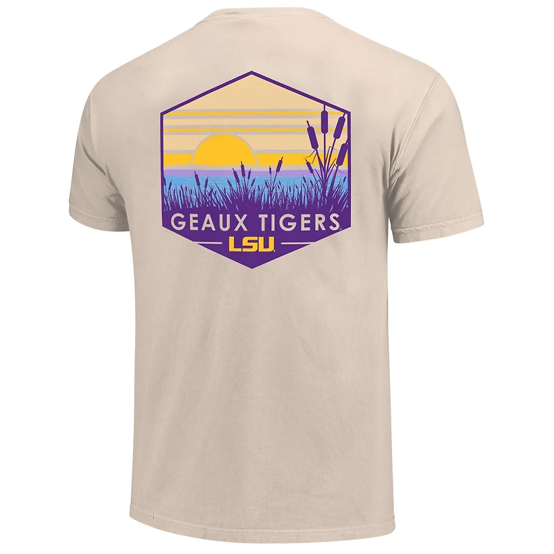 Men's Natural LSU Tigers Big & Tall Landscape Shield Essential Pocket T-Shirt