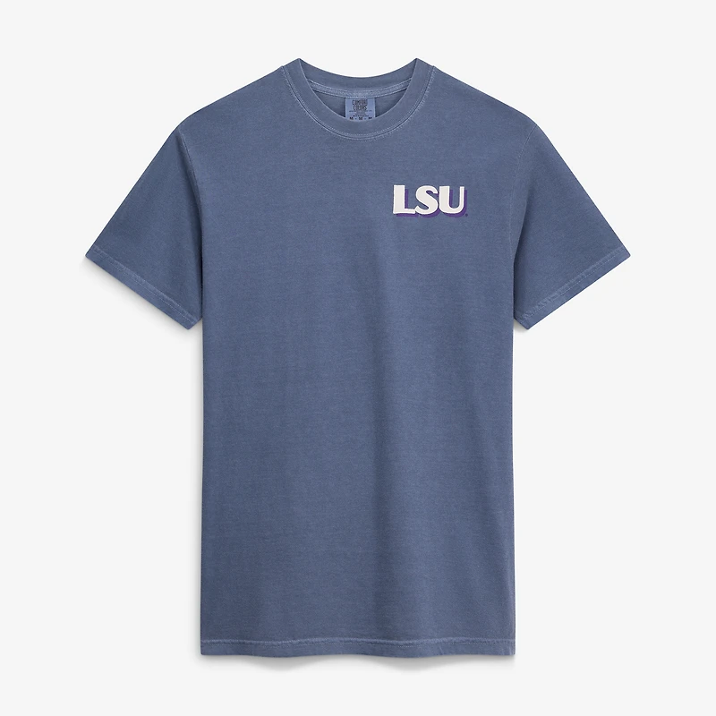 T-shirt homme LSU Tigers bleu marine, couleurs confort, statue de l'équipe