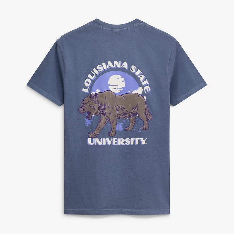 T-shirt homme LSU Tigers bleu marine, couleurs confort, statue de l'équipe