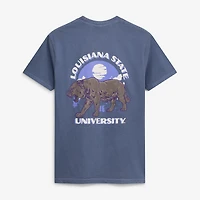 T-shirt homme LSU Tigers bleu marine, couleurs confort, statue de l'équipe