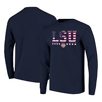 T-shirt à manches longues pour homme, bleu marine, motif drapeau LSU Tigers, taille haute