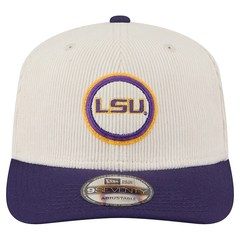 Men's New Era Cream/Purple LSU Tigers Loyal Corduroy 9SEVENTY Adjustable Hat