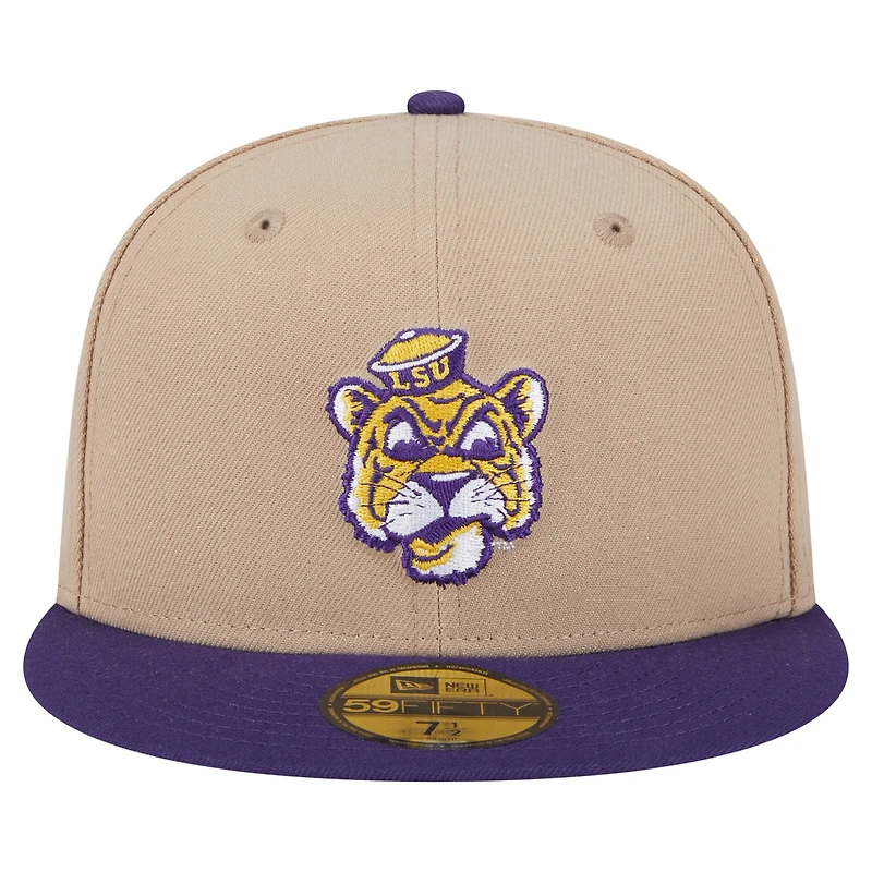 Casquette ajustée bicolore New Era 59FIFTY kaki LSU Tigers pour homme