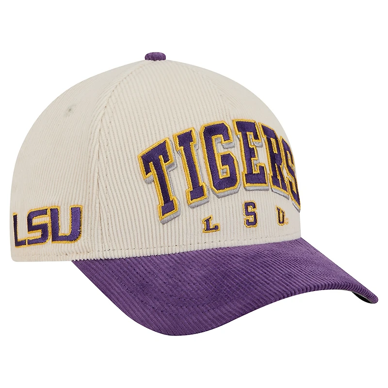 Men's New Era Purple/Cream LSU Tigers Arch Two-Tone Corduroy 9FORTY A-Frame Adjustable Hat