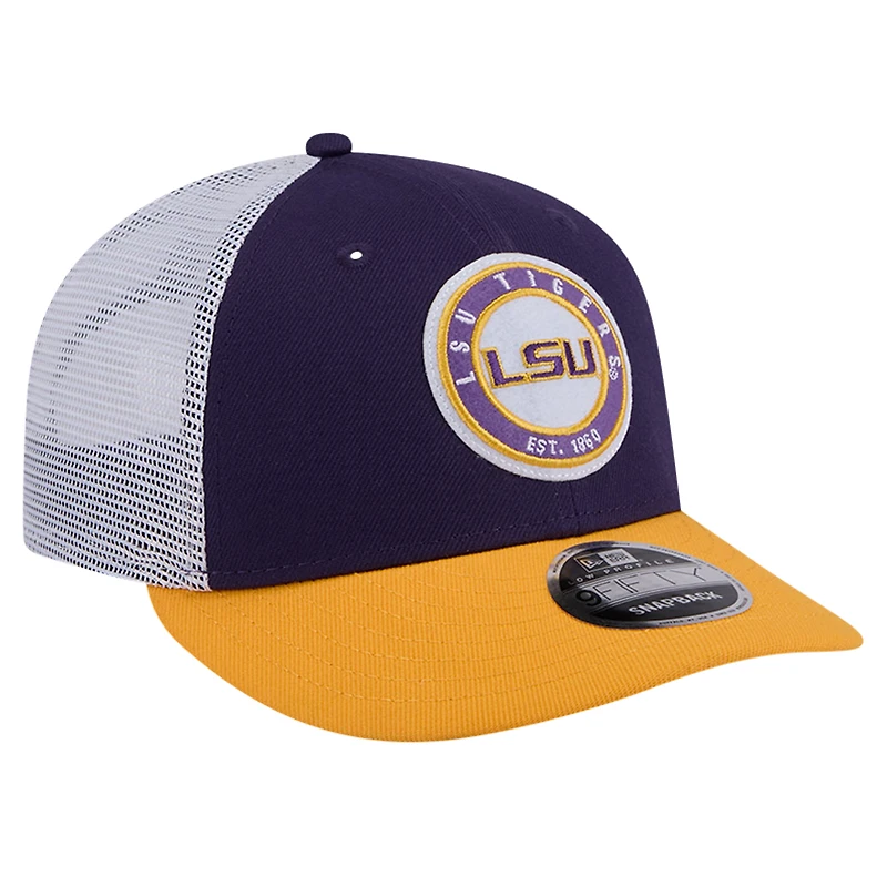 Casquette de camionneur Snapback 9FIFTY Purple LSU Tigers Throwback Circle Patch New Era pour hommes