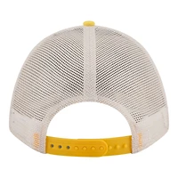 Men's New Era  Stone/Gold LSU Tigers Frayed Patch 9FORTY M-Crown A-Frame Trucker Adjustable Hat