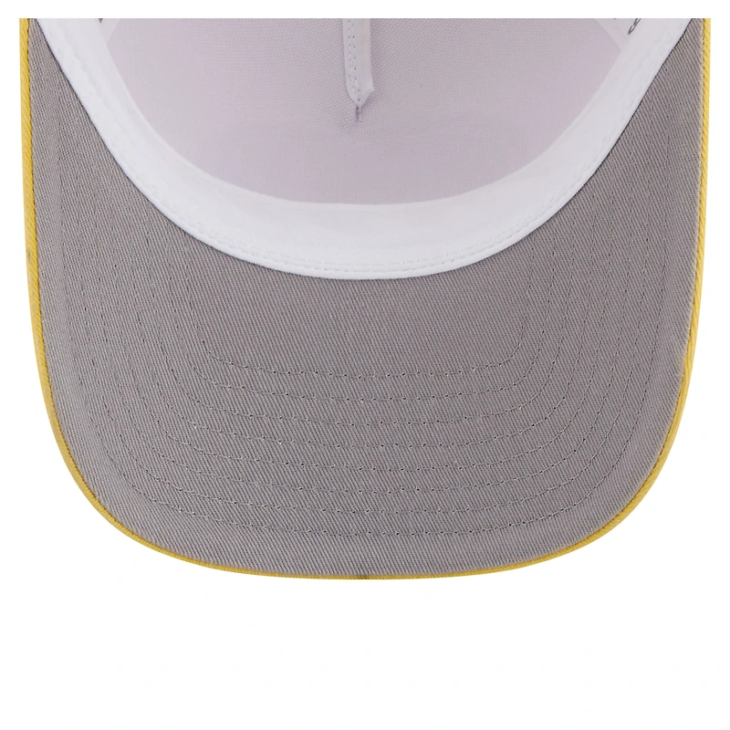 Men's New Era  Stone/Gold LSU Tigers Frayed Patch 9FORTY M-Crown A-Frame Trucker Adjustable Hat