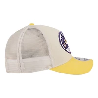 Men's New Era  Stone/Gold LSU Tigers Frayed Patch 9FORTY M-Crown A-Frame Trucker Adjustable Hat