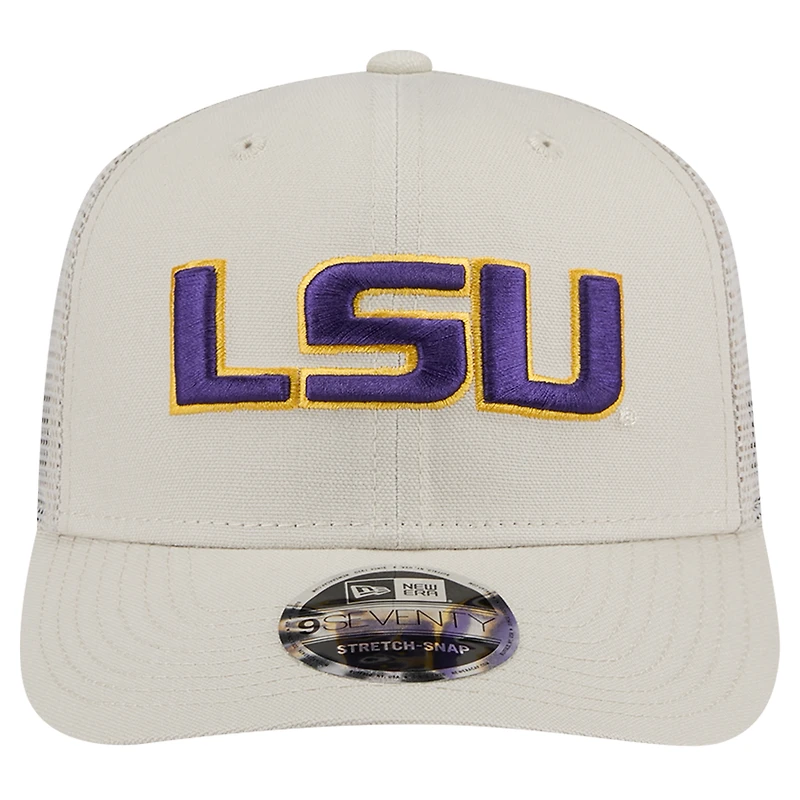 Men's New Era Stone LSU Tigers Canvas 9SEVENTY Stretch-Snap Adjustable Hat