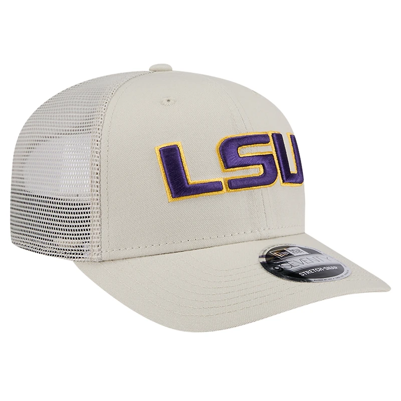 Men's New Era Stone LSU Tigers Canvas 9SEVENTY Stretch-Snap Adjustable Hat