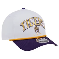 Men's New Era White/Purple LSU Tigers Arch Two-Tone Rope 9FORTY A-Frame M-Crown Adjustable Hat