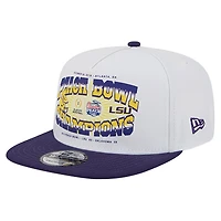 Casquette New Era blanche/violette rétro LSU Tigers 2019 Peach Bowl Champions 9FIFTY A-Frame Snapback pour homme