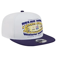 Casquette New Era blanche/violette rétro LSU Tigers 2019 Peach Bowl Champions 9FIFTY A-Frame Snapback pour homme