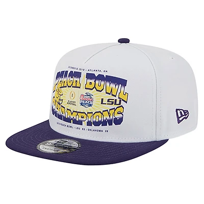 Men's New Era White/Purple LSU Tigers Retro 2019 Peach Bowl Champions 9FIFTY A-Frame Snapback Hat