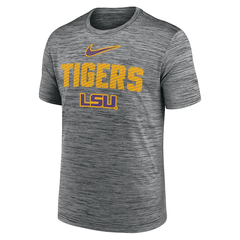 T-shirt Nike Anthracite LSU Tigers Campus Slant Velocity Performance pour homme