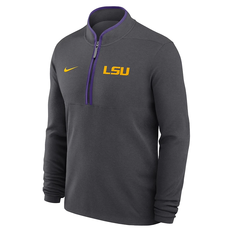 Pull Nike Anthracite LSU Tigers Courtside Victory Dri-FIT à demi-zip pour homme