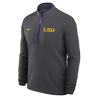 Pull Nike Anthracite LSU Tigers Courtside Victory Dri-FIT à demi-zip pour homme