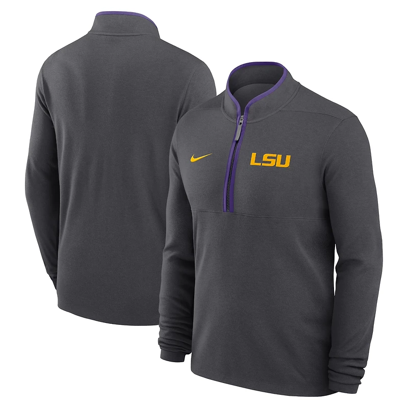 Men's Nike Anthracite LSU Tigers Courtside Victory Dri-FIT Half-Zip Pullover