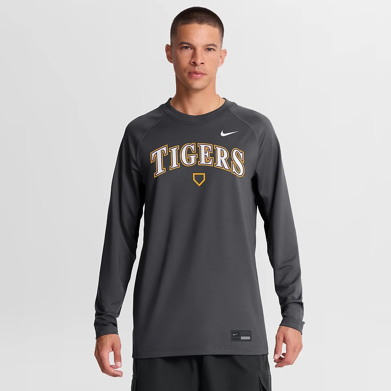 Men's Nike Anthracite LSU Tigers Dugout Dri-FIT Lightweight Crew Pullover