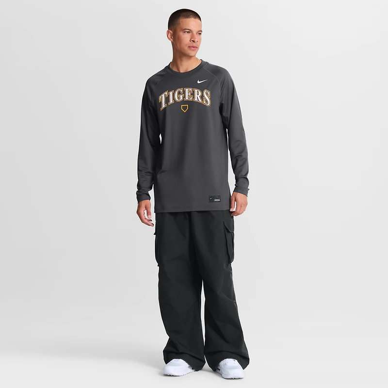 Men's Nike Anthracite LSU Tigers Dugout Dri-FIT Lightweight Crew Pullover